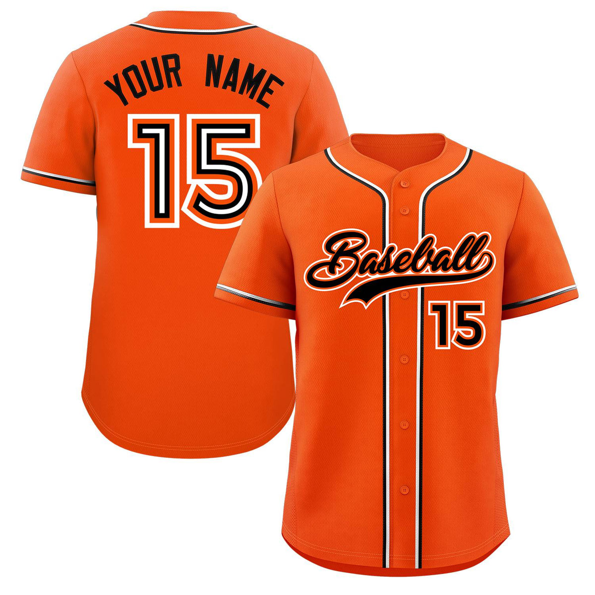 Custom Orange Black Classic Style Authentic Baseball Jersey