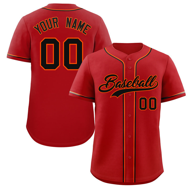 Custom Crimson Black-Orange Classic Style Authentic Baseball Jersey