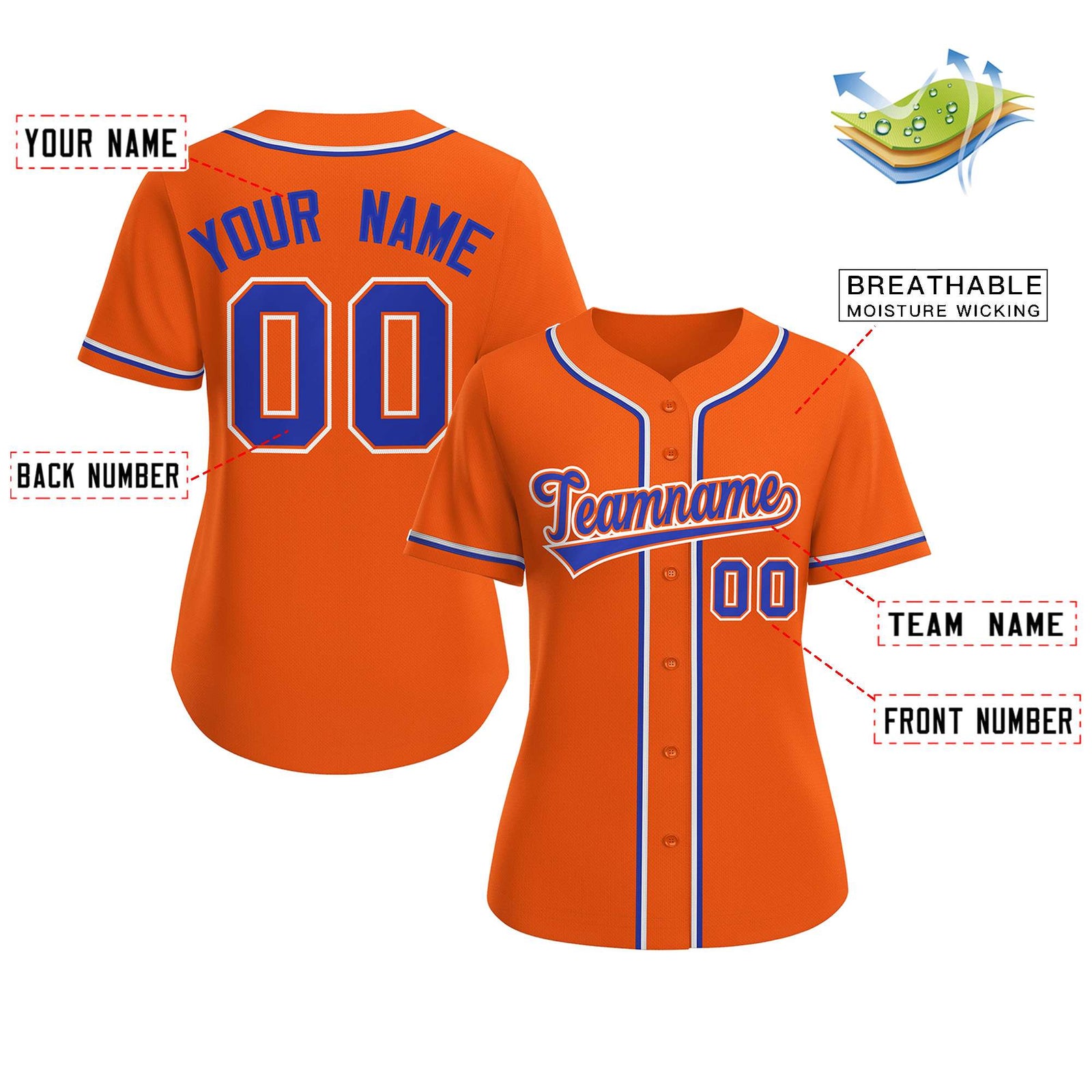 Blank Orange Baseball Jersey