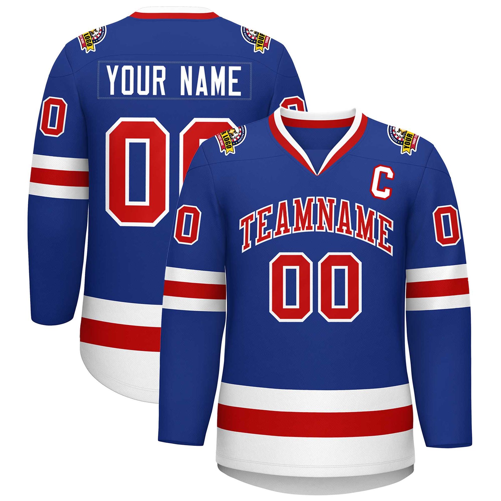 Custom Royal Red-White Classic Style Hockey Jersey