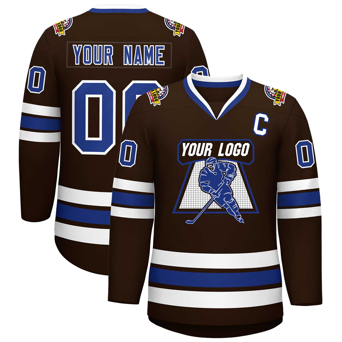 Custom Brown Royal-White Classic Style Hockey Jersey