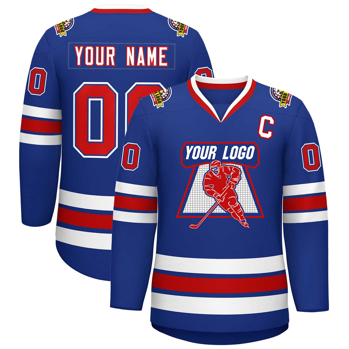 Custom Royal Red Royal-White Classic Style Hockey Jersey