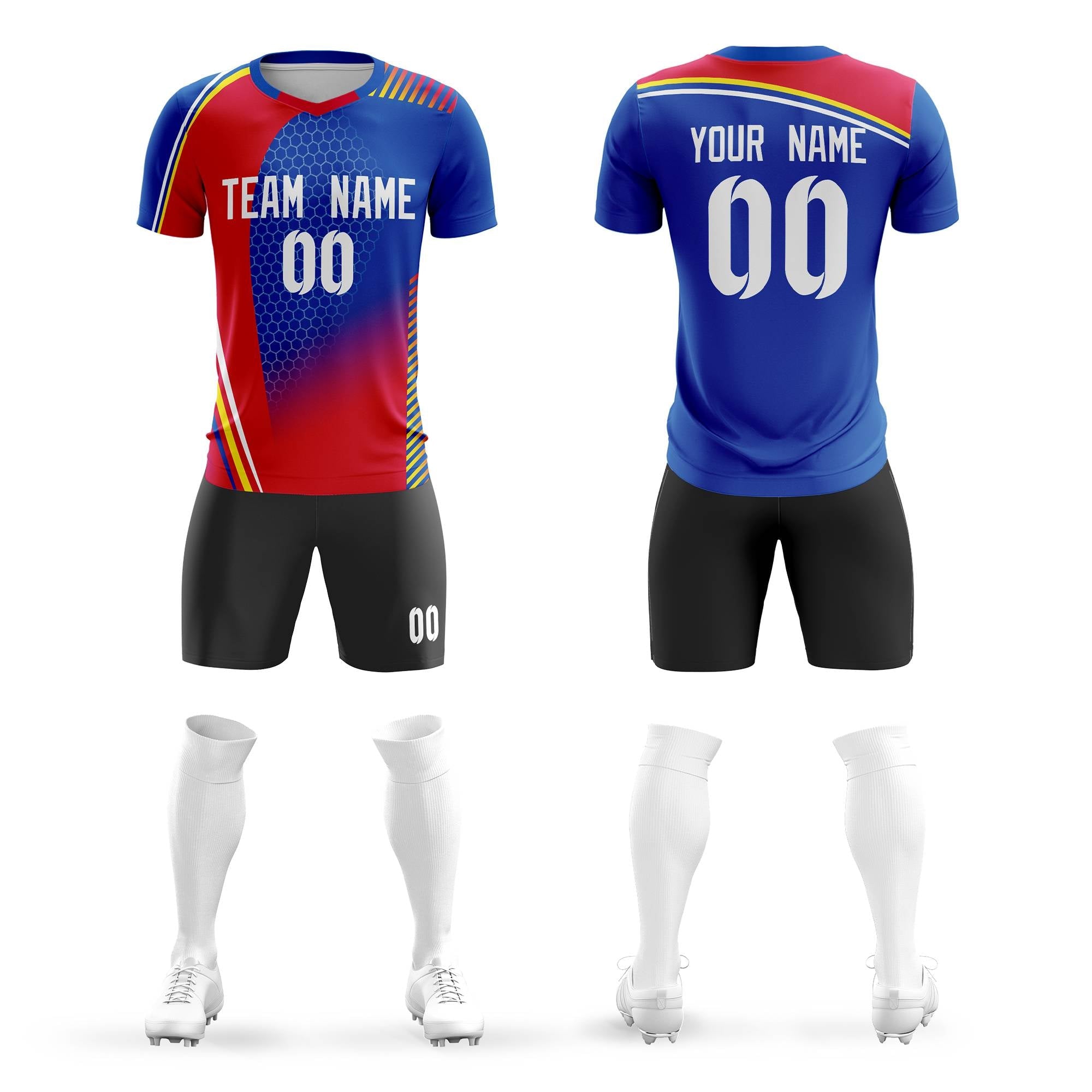 Custom Royal White Outdoor Sport Soccer Sets Jersey