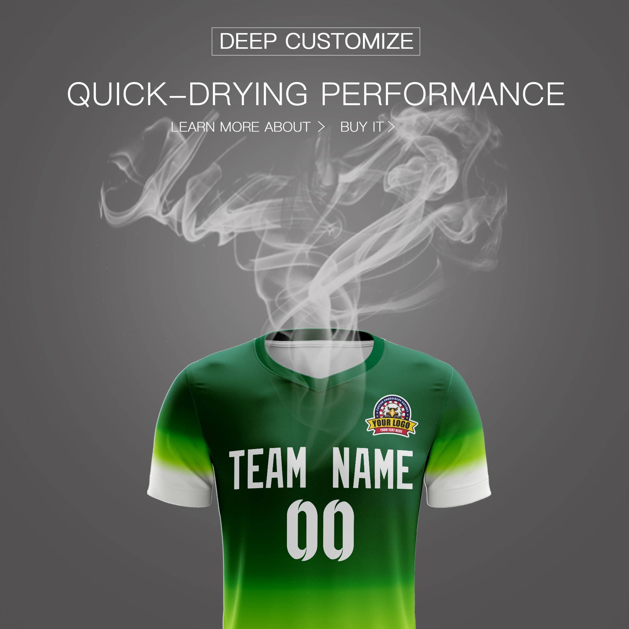Custom Green White Casual Sport Soccer Sets Jersey