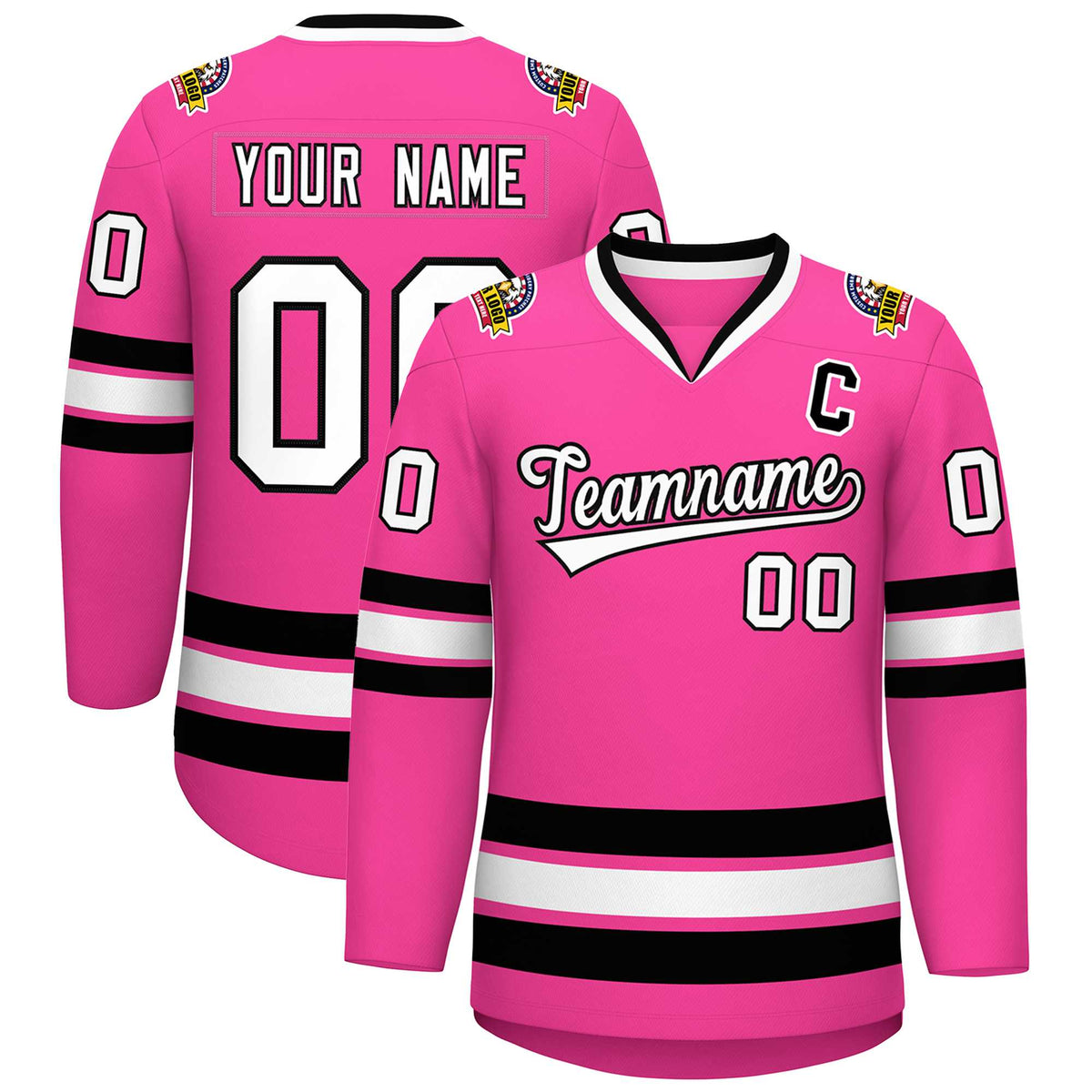 Custom Pink White Black Classic Style Hockey Jersey KXKSHOP
