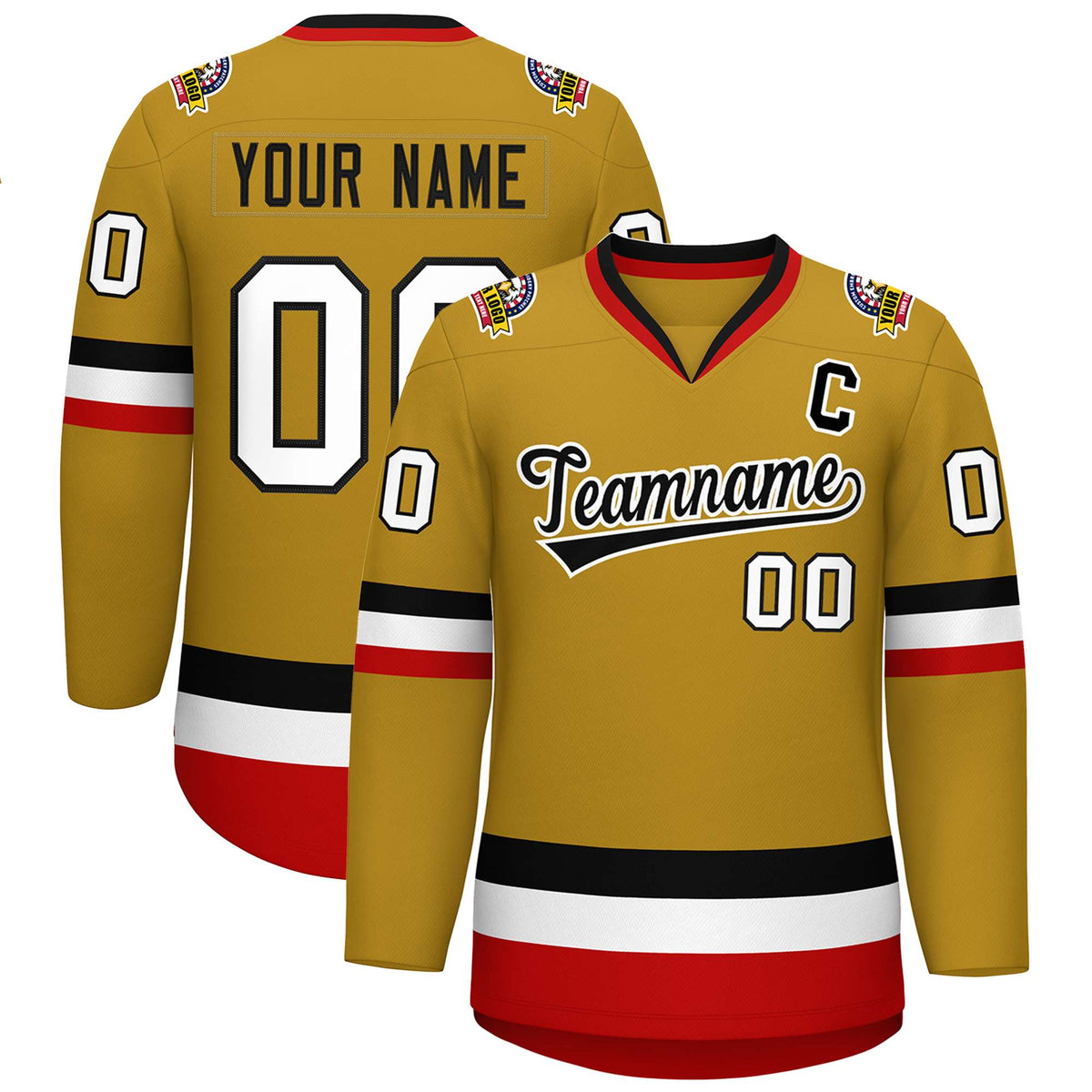Custom Old Gold Black-White Classic Style Hockey Jersey