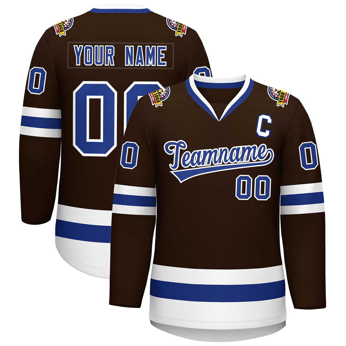 Custom Brown Royal-White Classic Style Hockey Jersey