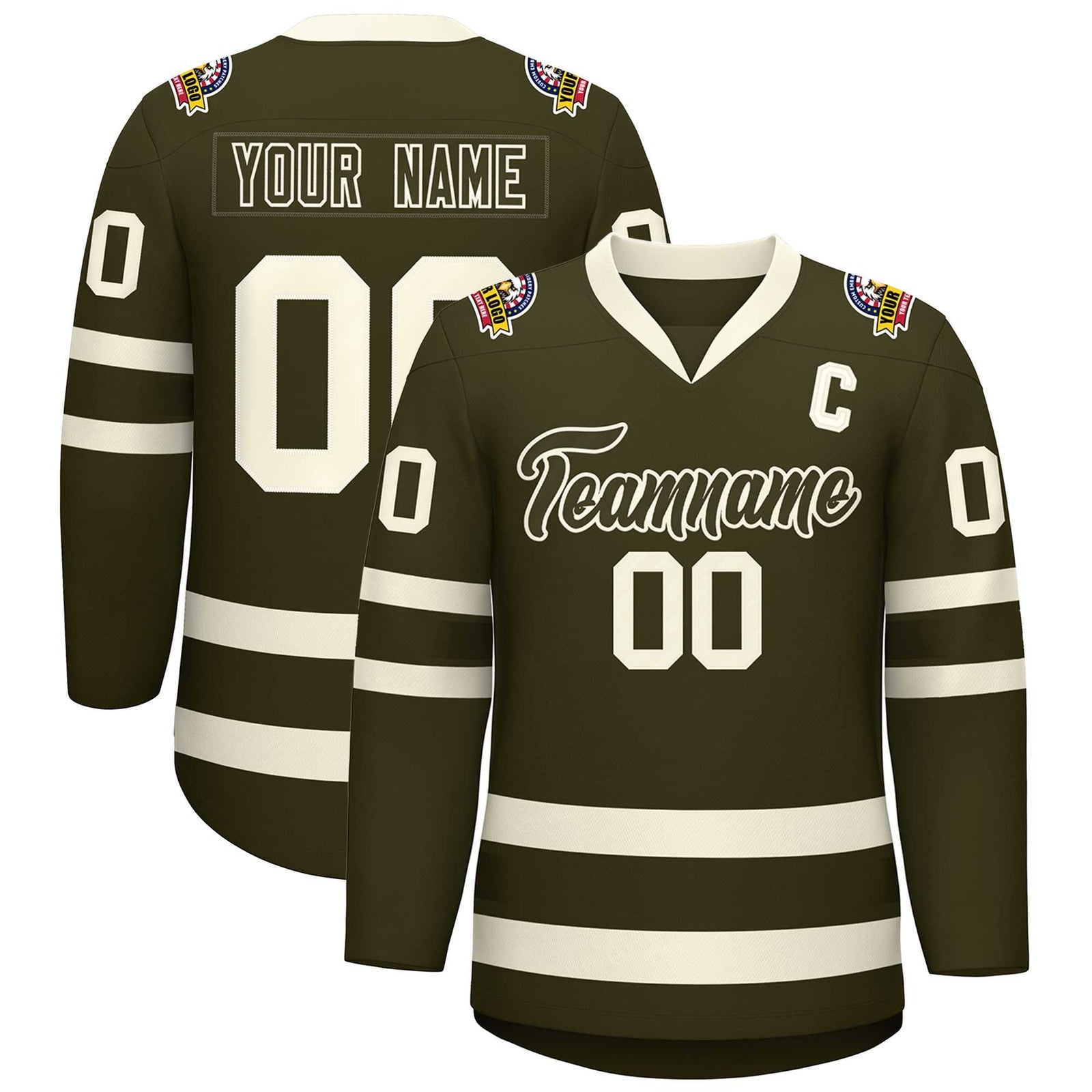 Custom Olive Olive-Khaki Classic Style Hockey Jersey