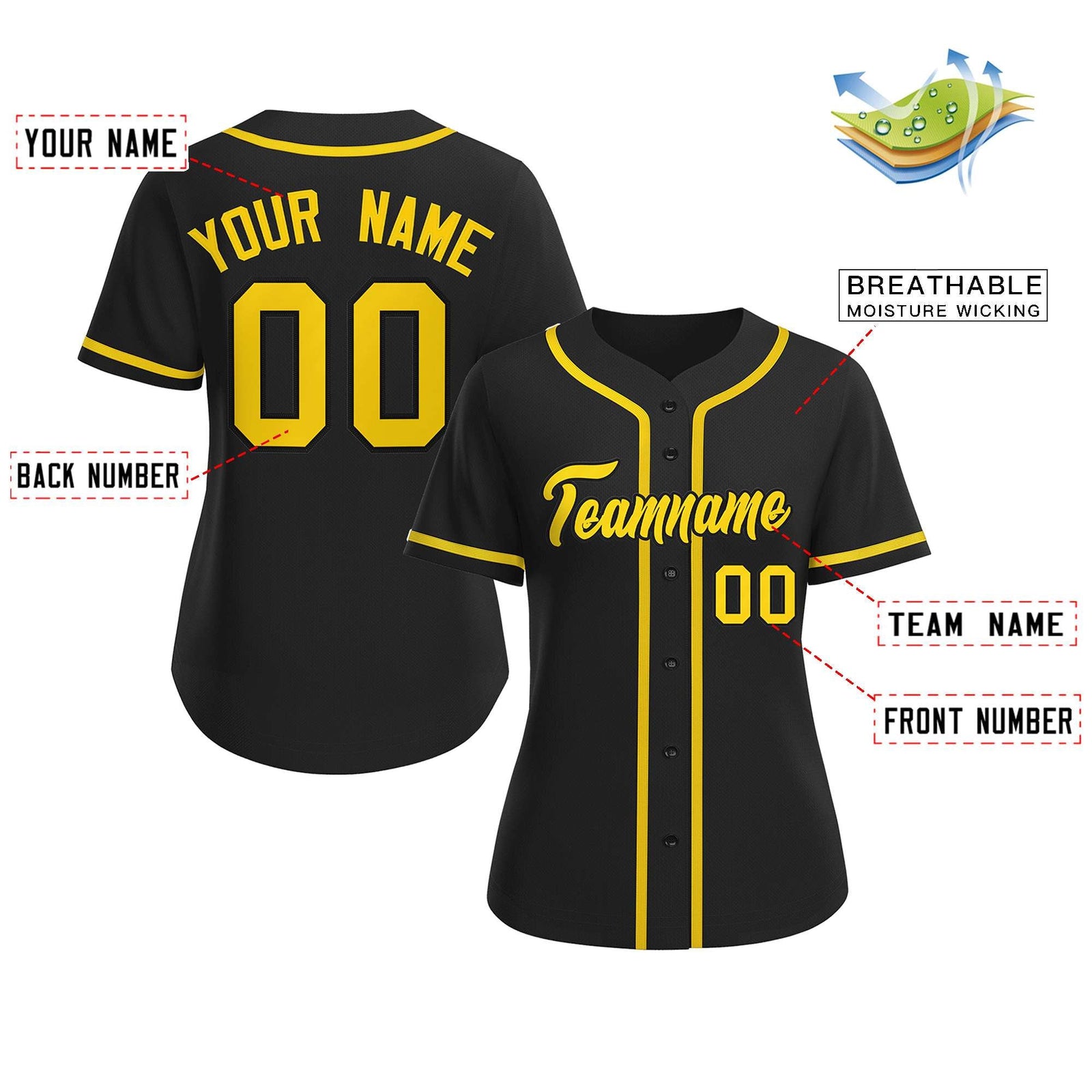 Black And Gold Baseball Jersey