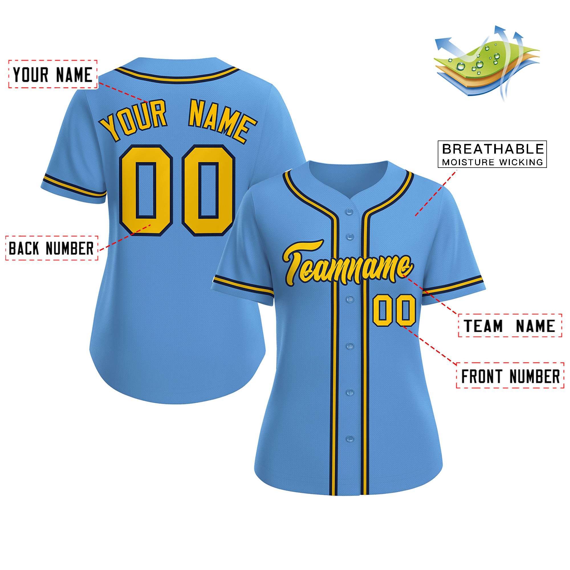 Light Blue Baseball Uniforms