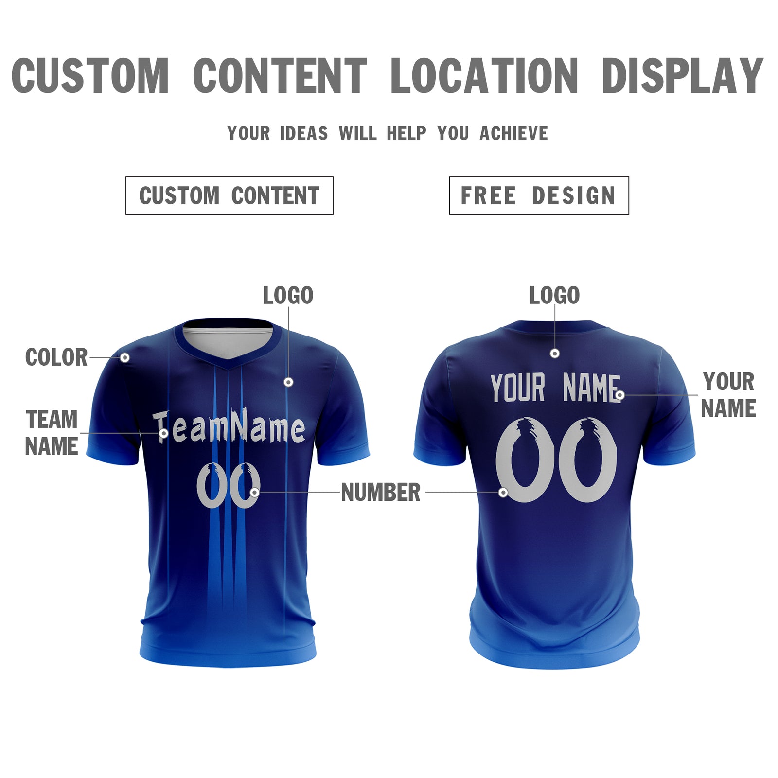 Custom Navy White Sport Soccer Tops Jersey