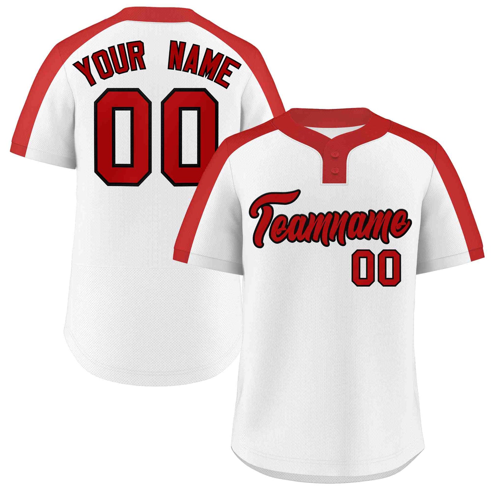 Custom White Red-Black Classic Style Authentic Two-Button Softball Jersey