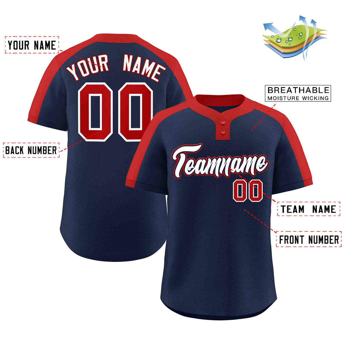 Custom Navy White-Navy Classic Style Authentic Two-Button Softball Jersey