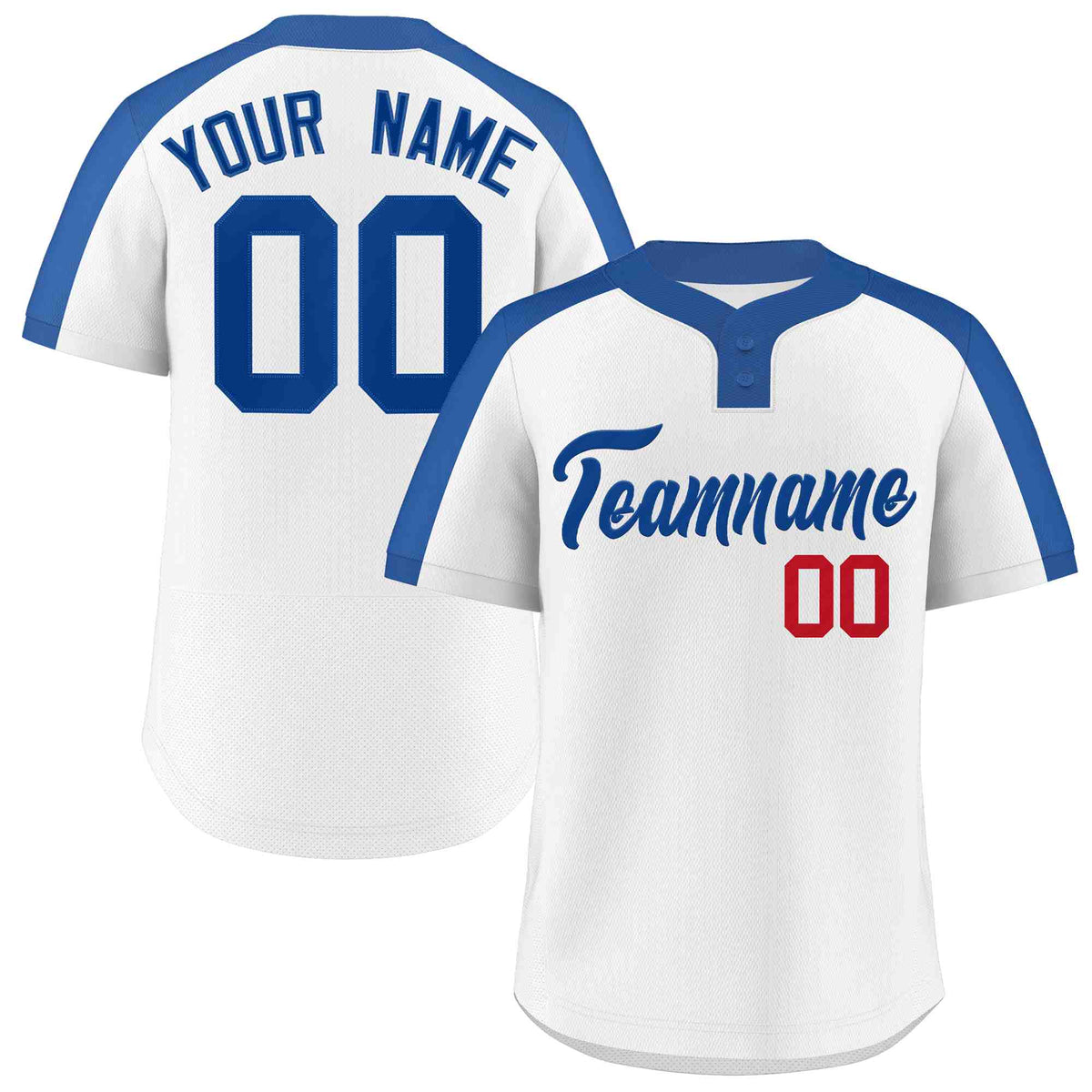 Custom White Royal Classic Style Authentic Two-Button Softball Jersey