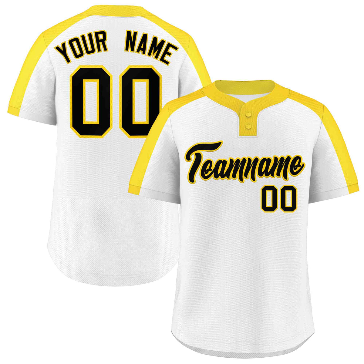 Custom White Black-Gold Classic Style Authentic Two-Button Softball Jersey