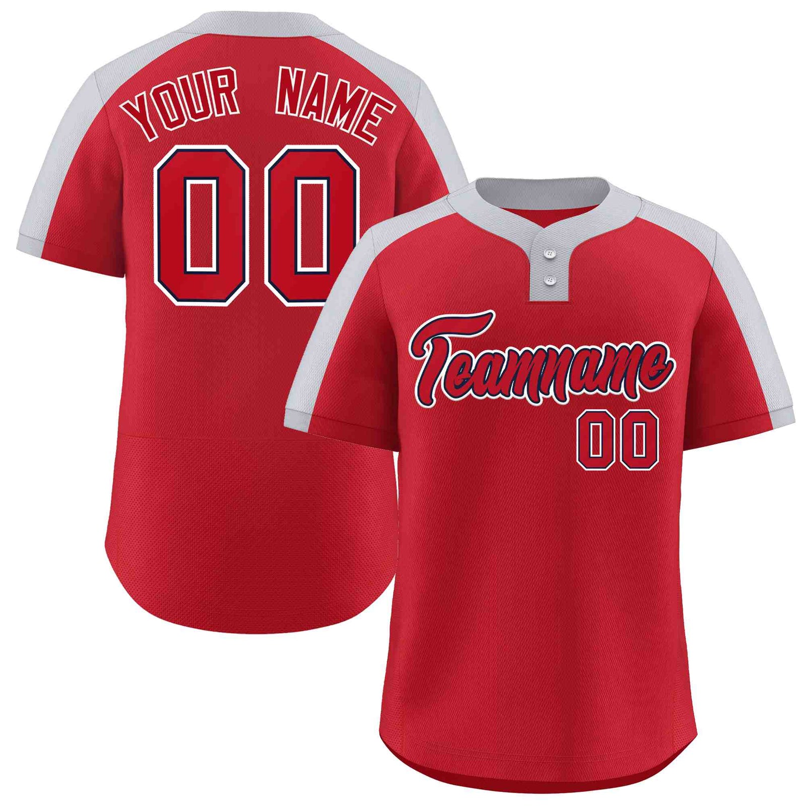 Custom Red Red-Navy Classic Style Authentic Two-Button Softball Jersey