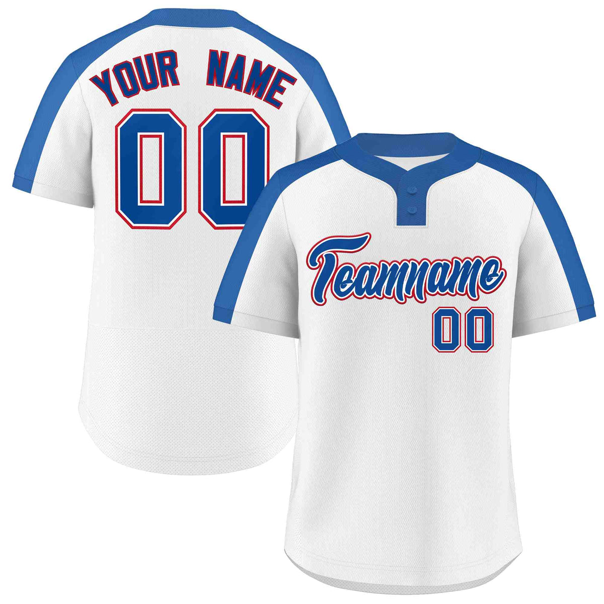Custom White Royal-White Classic Style Authentic Two-Button Softball Jersey