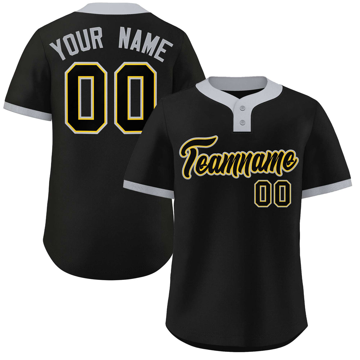 Custom Black Black-Gray Classic Style Authentic Two-Button Softball Jersey