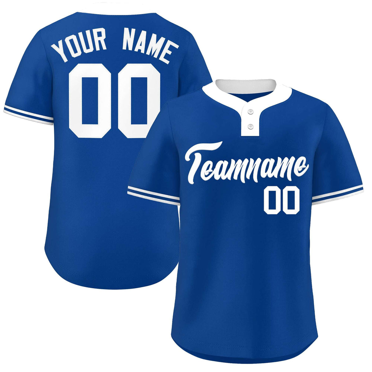 Custom Royal White Classic Style Authentic Two-Button Softball Jersey