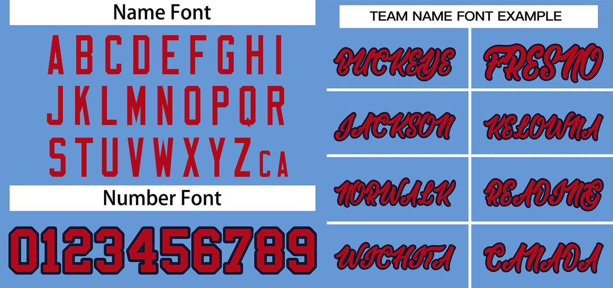 Custom Light Blue Red-Navy Classic Style Authentic Two-Button Softball Jersey