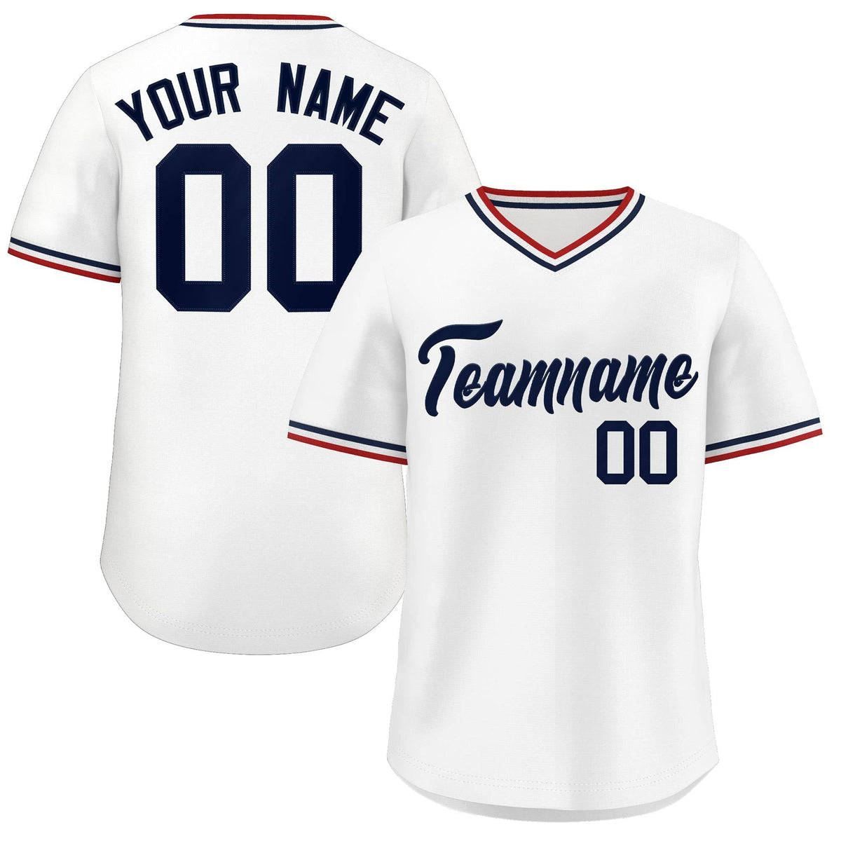 Custom White Classic Style V-Neck Authentic Pullover Baseball Jersey