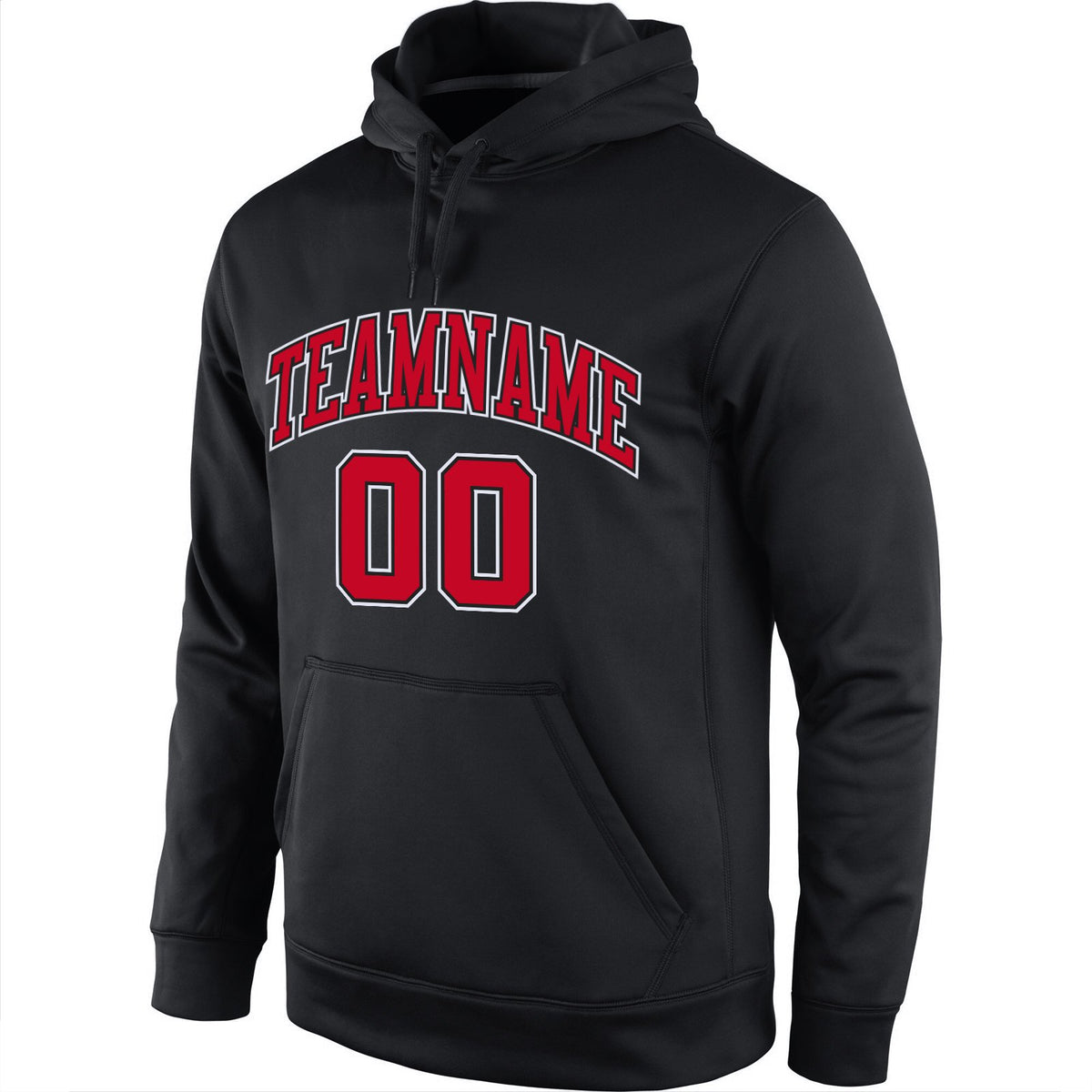 Custom Black Red-White Classic Style Uniform Pullover Fashion Hoodie