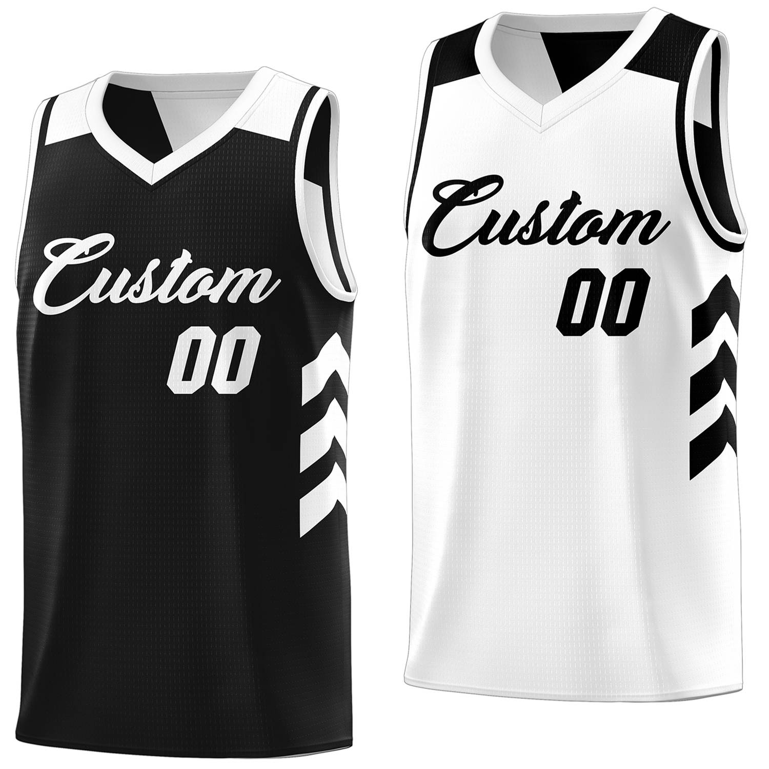 custom black and white double sided basketball jersey at kxkshop