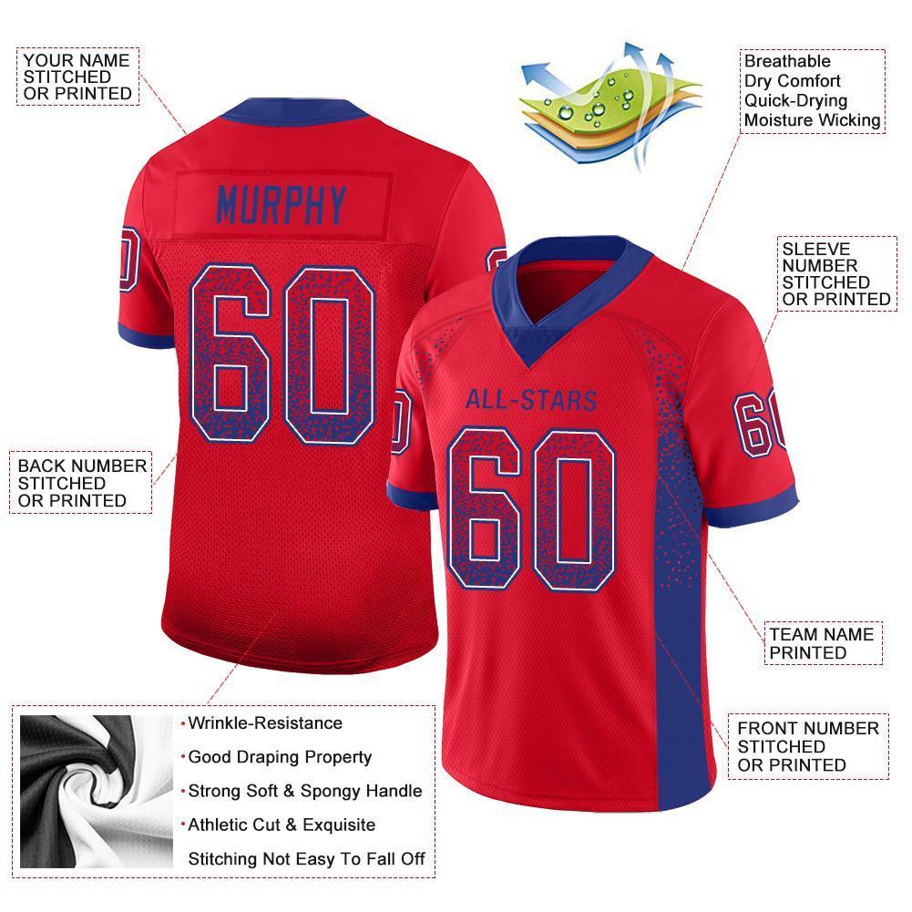 Custom Red Royal-White Drift Fashion Mesh Authentic Football Jersey