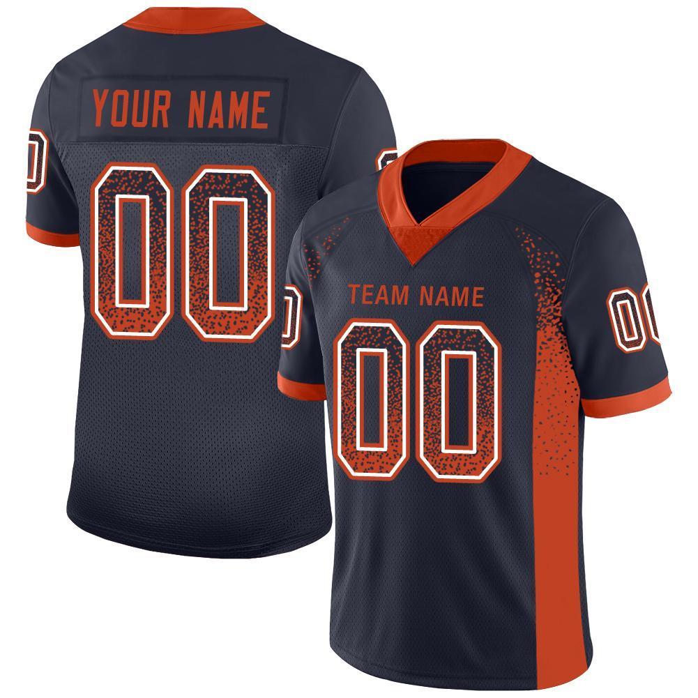 Custom Navy Orange-White Drift Fashion Mesh Authentic Football Jersey