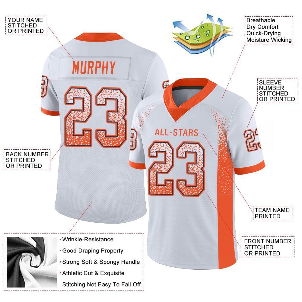 Custom White Orange-Navy Drift Fashion Mesh Authentic Football Jersey