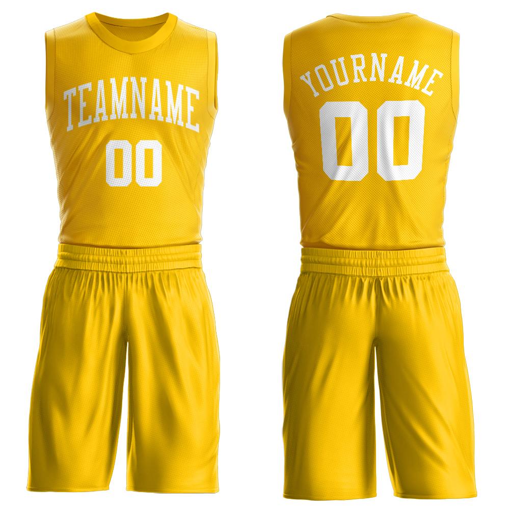Custom Gold White Classic Sets Basketball Jersey