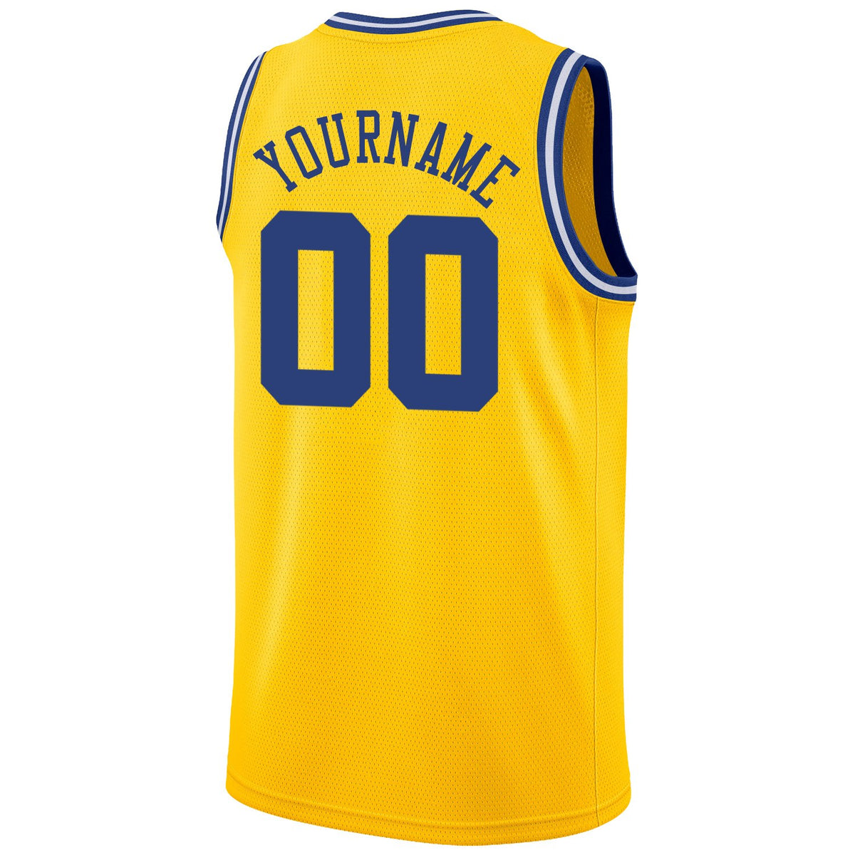 Custom Yellow Royal-White Classic Tops Mesh Sport Basketball Jersey