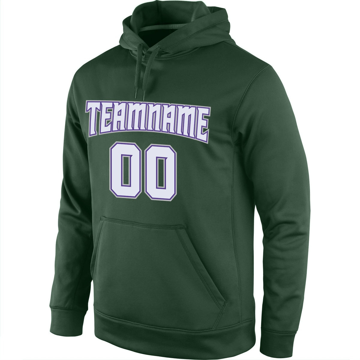 Custom Green White-Purple Classic Style Uniform Pullover Fashion Hoodie