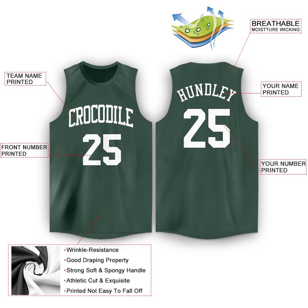 Custom Hunter Green White Classic Tops Fashion Sportwear Basketball Jersey