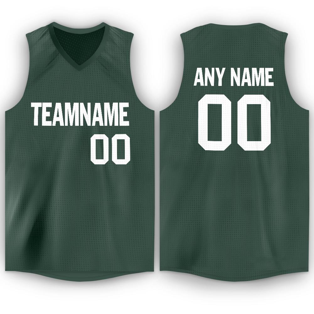 Custom Hunter Green White Classic Tops Breathable Basketball Jersey