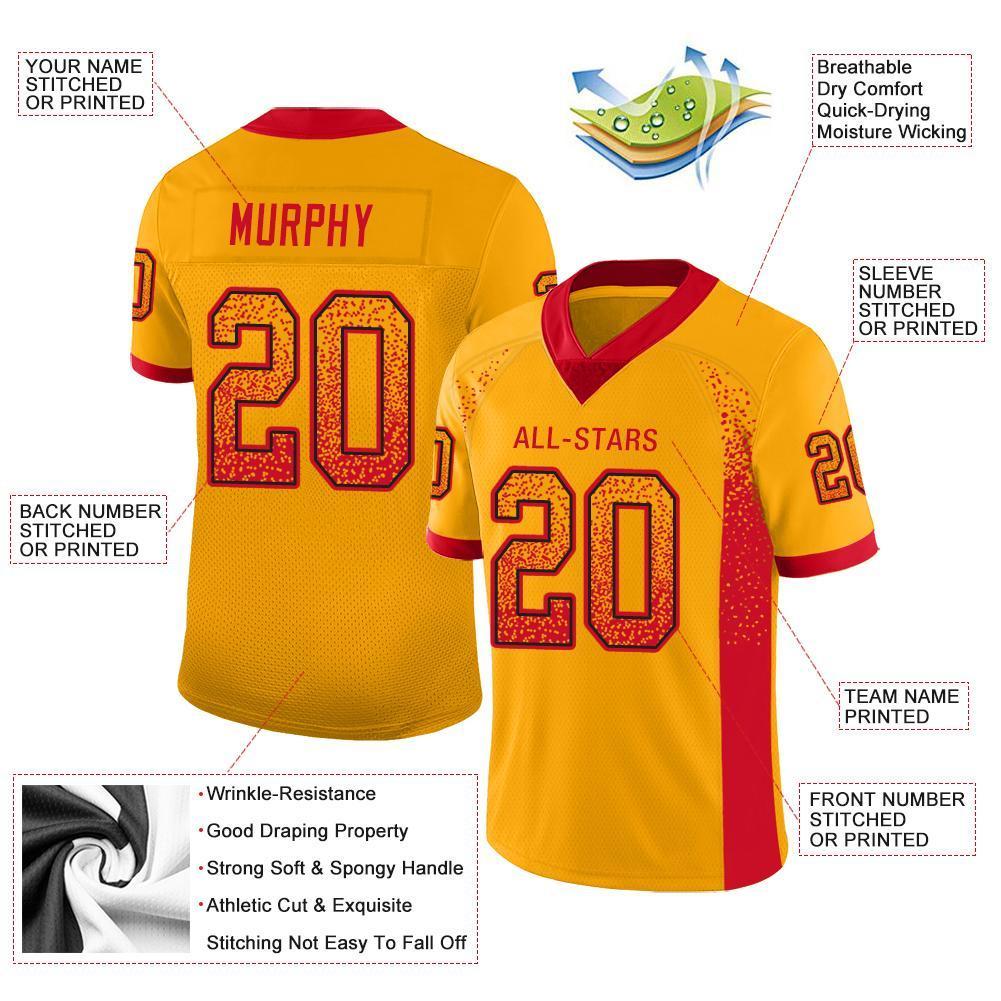Custom Gold Scarlet-Black Drift Fashion Mesh Authentic Football Jersey