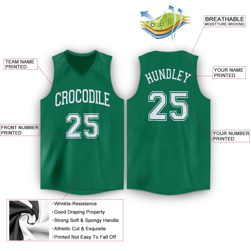 Custom Green White Classic Tops Breathable Basketball Jersey