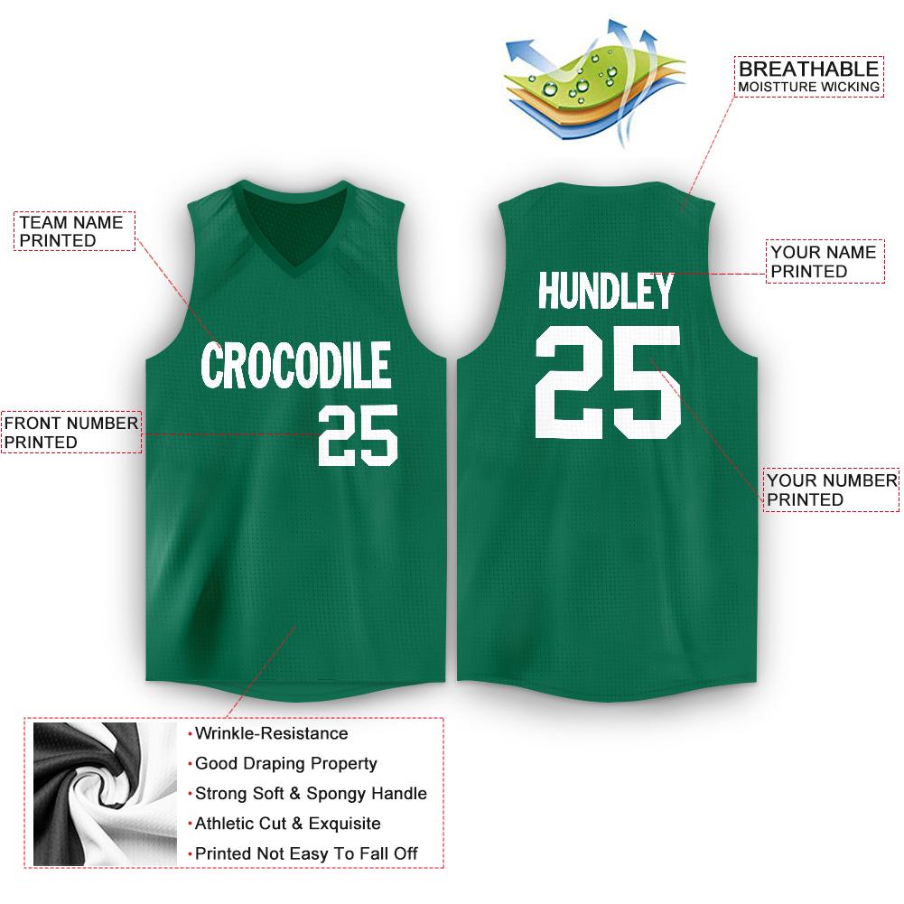 Custom Green White Classic Tops Men Casual Basketball Jersey