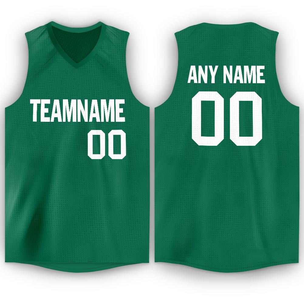 Custom Green White Classic Tops Men Casual Basketball Jersey