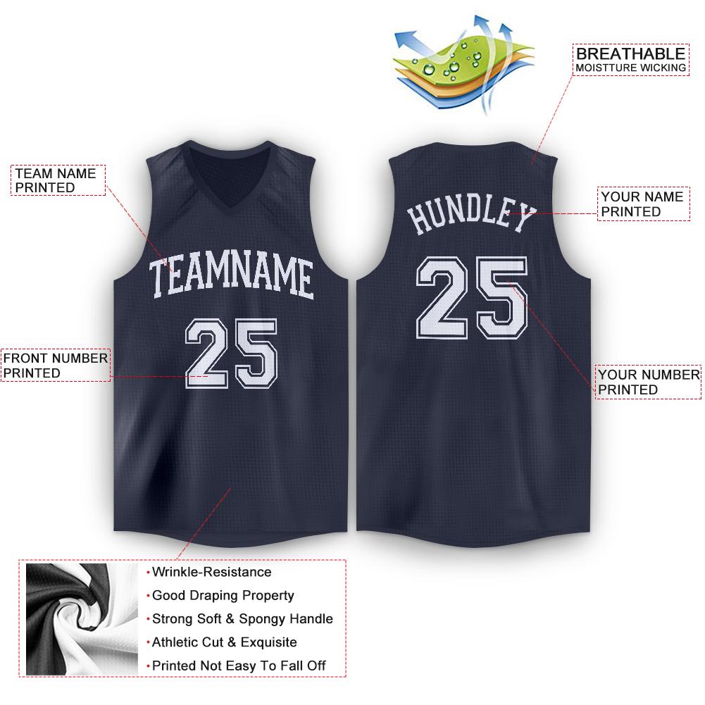 Custom Navy White Classic Tops Fashion Basketball Jersey