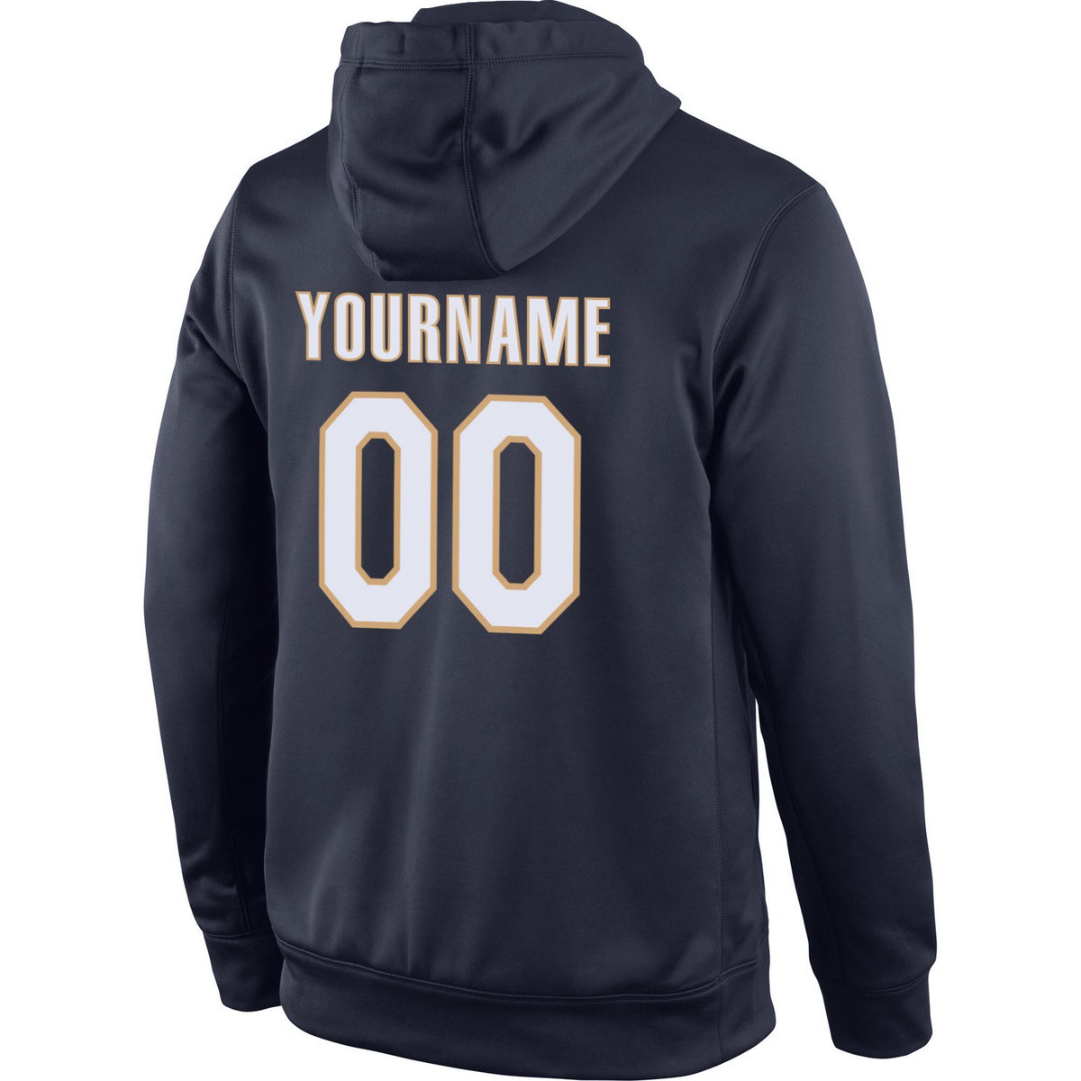 Custom Navy White-Old Gold Classic Style Uniform Pullover Fashion Hoodie