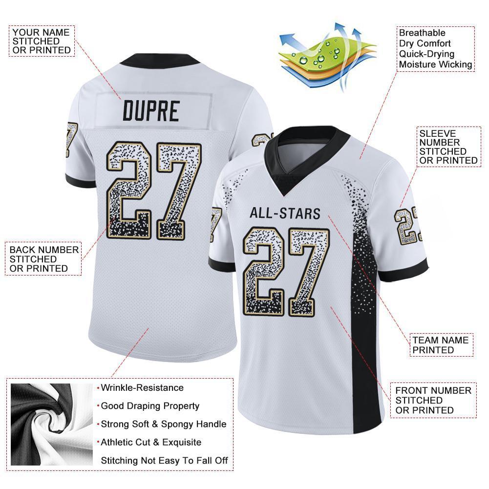 Custom White Black-Vegas Gold Drift Fashion Mesh Authentic Football Jersey