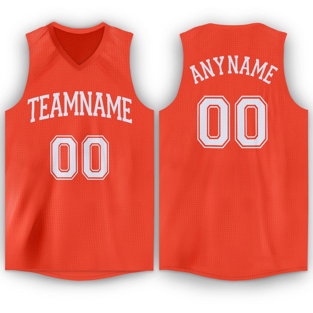 Custom Orange White Classic Tops Athletic Basketball Jersey