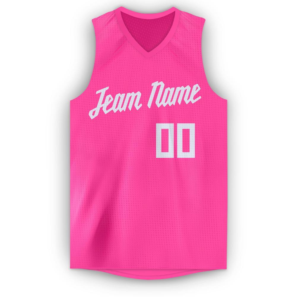 Custom Pink White Classic Tops Breathable Basketball Jersey