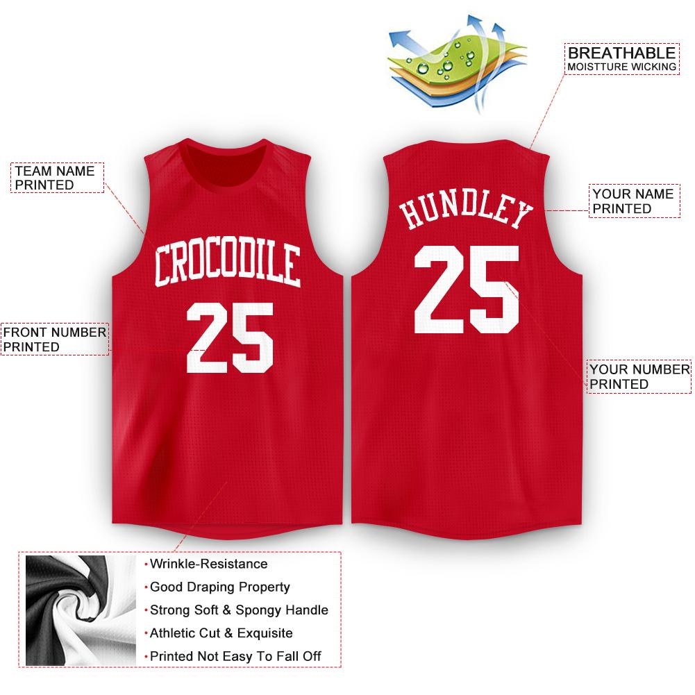 Custom Red White Classic Tops Sport Game Basketball Jersey