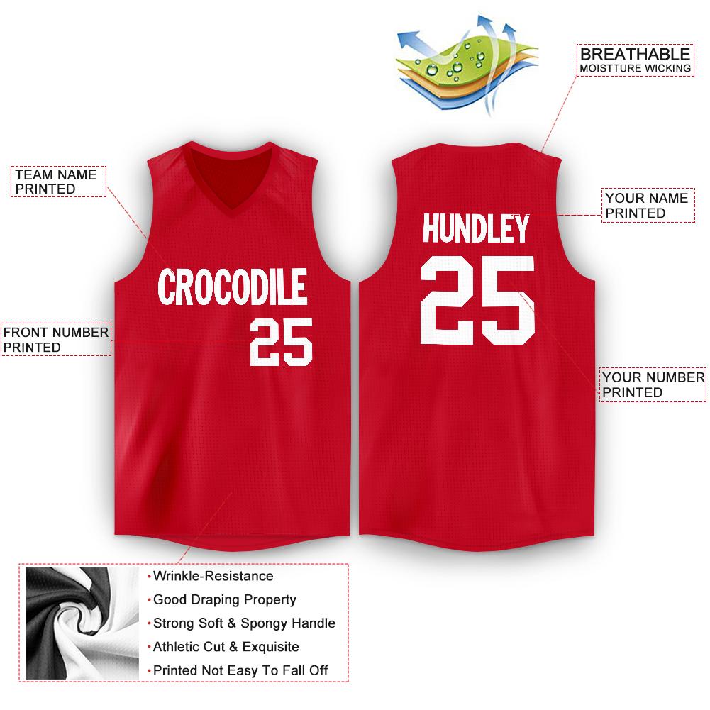 Custom Red White Classic Tops Men/Boy Athletic Basketball Jersey