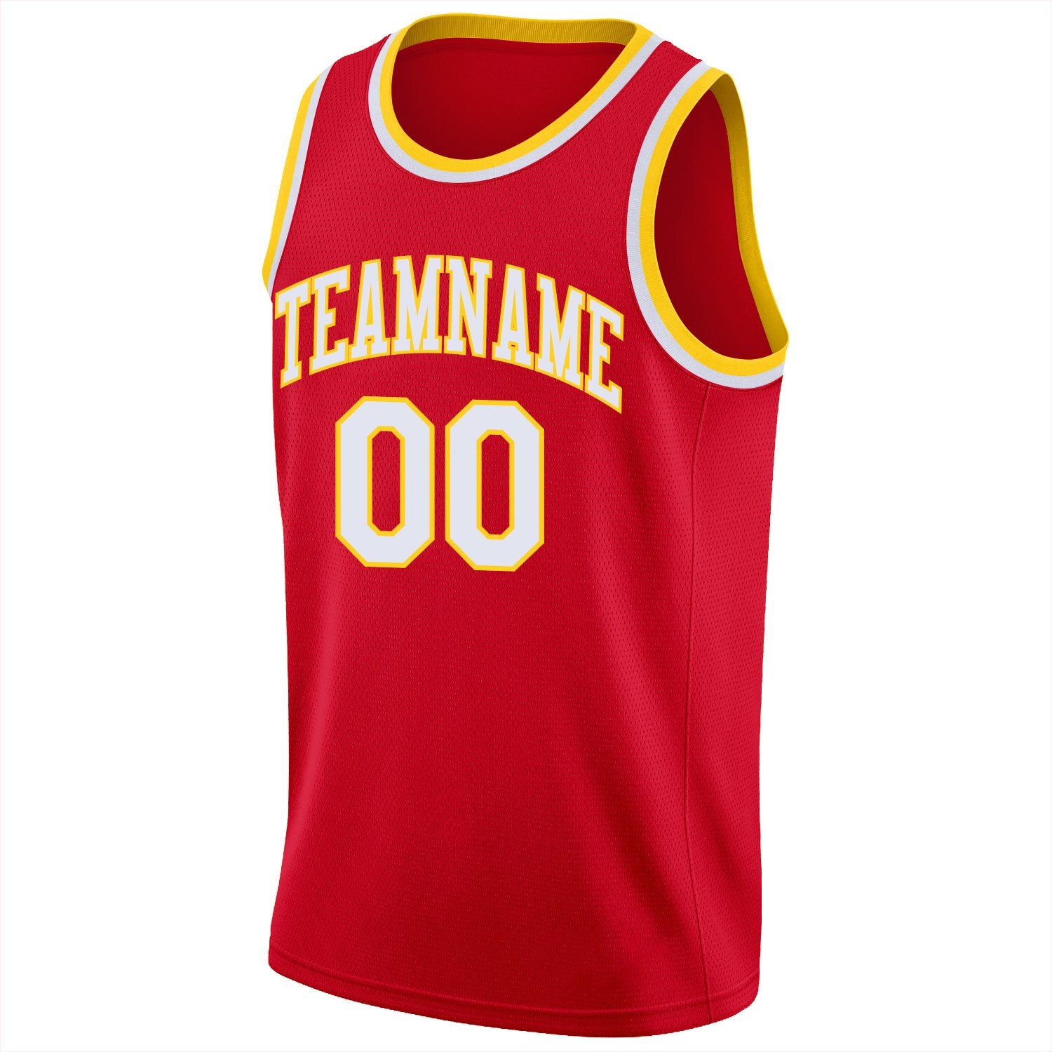 Custom Red White-Yellow Classic Tops Men/Boy Athletic Basketball Jersey