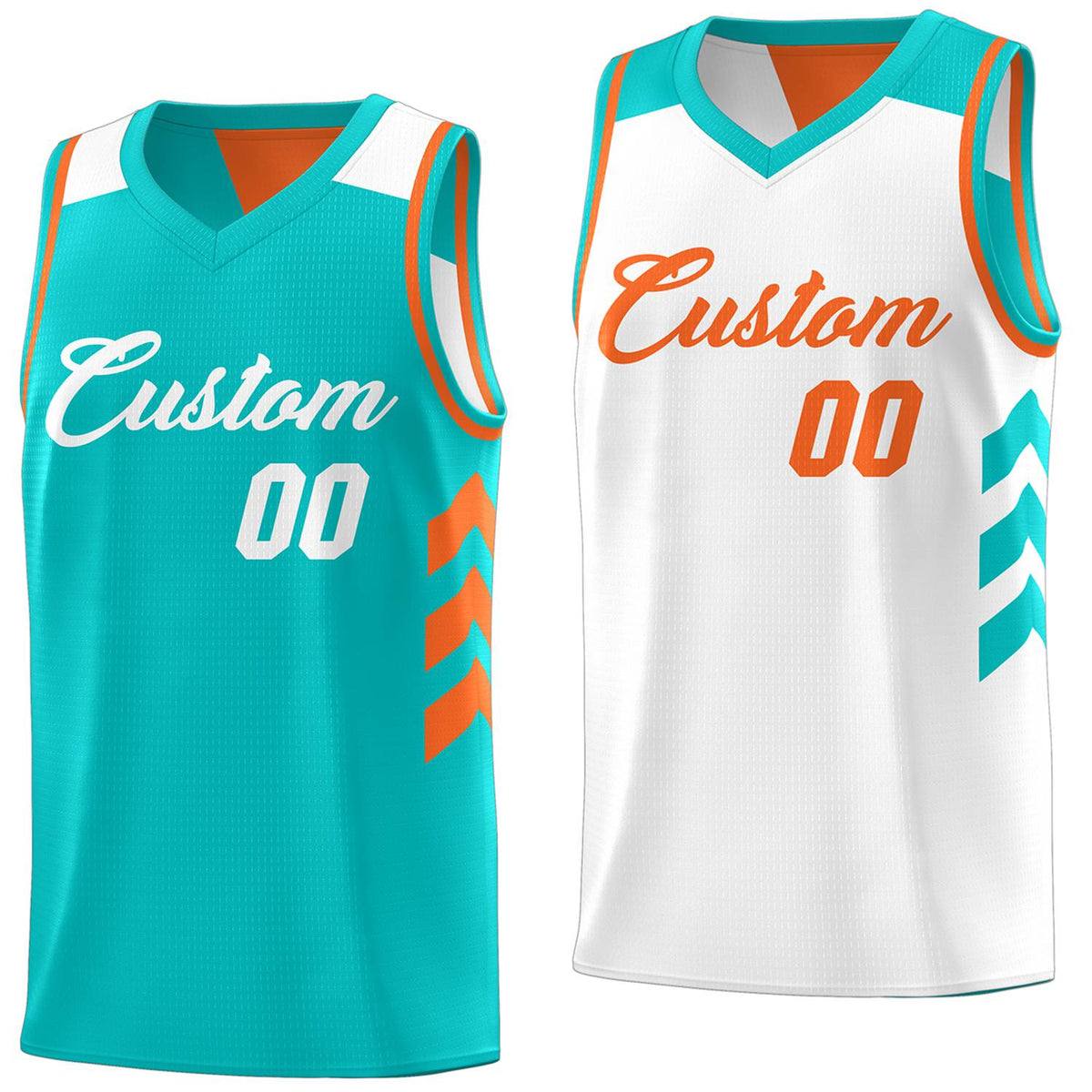 youth teal and white reversible basketball jerseys