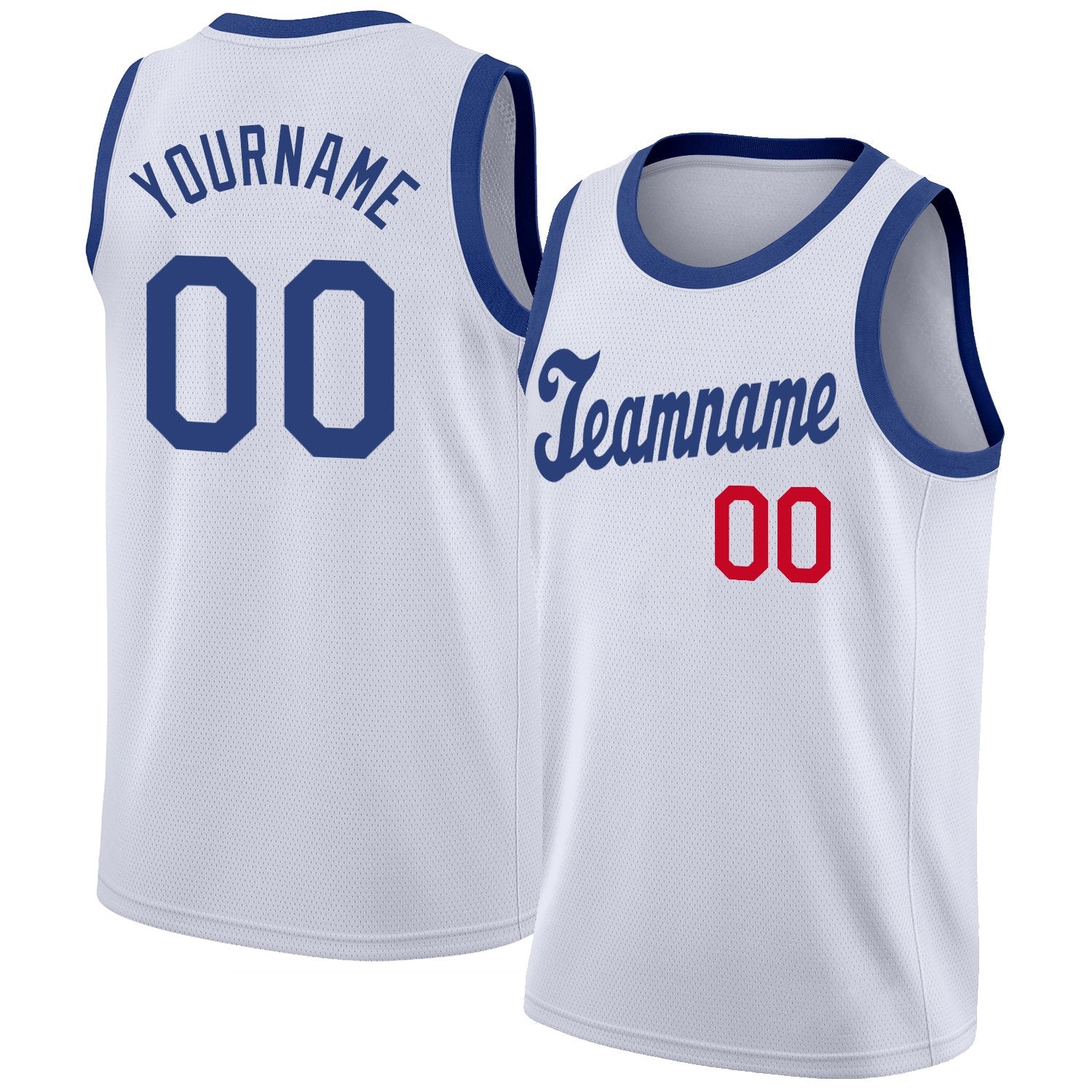 Custom White Royal-Red Classic Tops Men/Boy Basketball Jersey